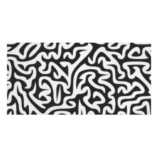 Serviette Maze en vison et coton noir et blanc, lampe, tapis, horloge, pyjama assortis