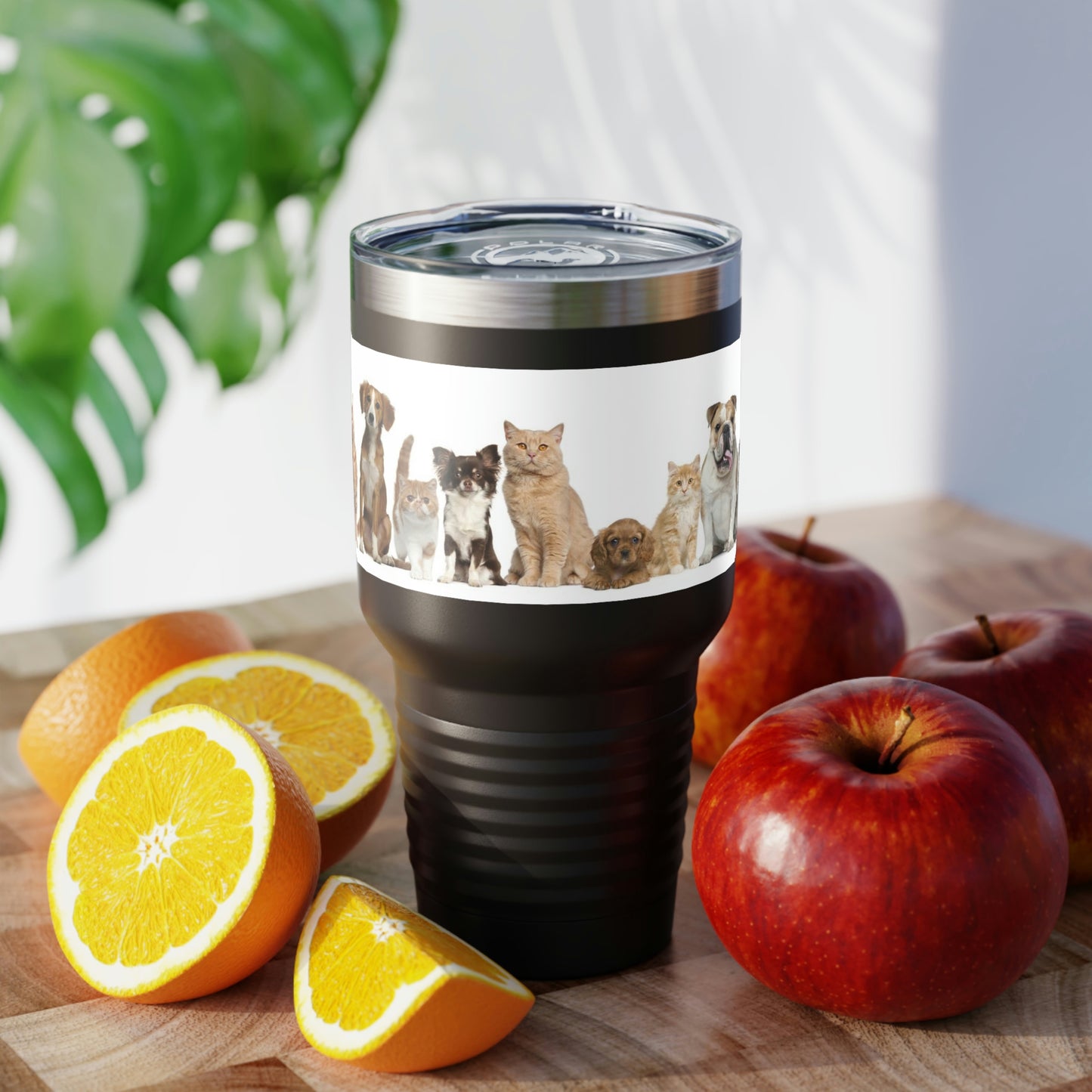 Cats Dogs Ringneck Tumbler, 30oz 5 Colors Traveling Work Relaxing Shopping Yard Work Hiking