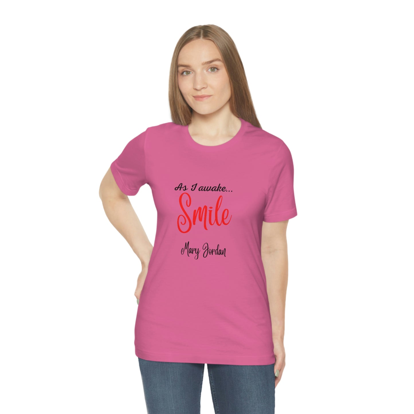 Alors que je me réveille, Smile Mary Jordan T-shirt à manches courtes unisexe en jersey Musées Zoo Epcot Beach