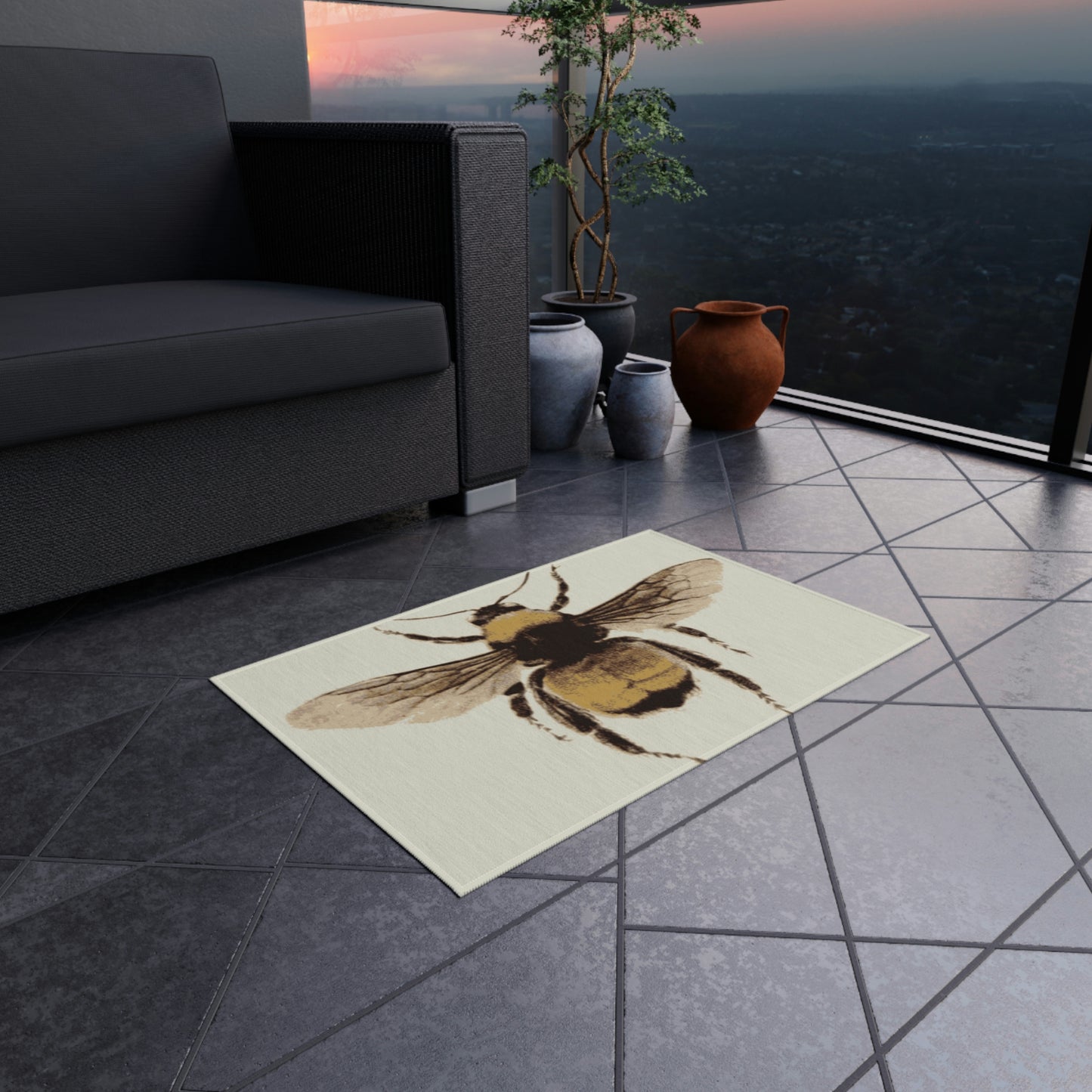 Alfombra para exterior con diseño de abejorro amarillo ¡Seguro en la puerta de entrada!