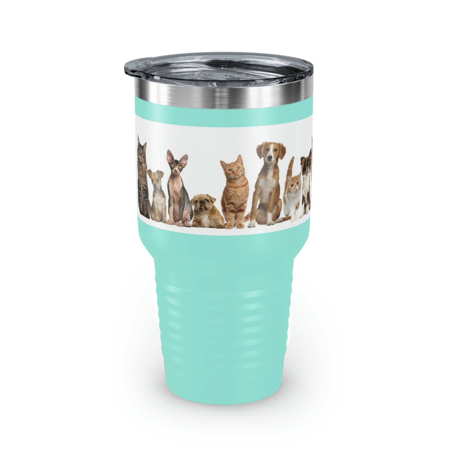 Cats Dogs Ringneck Tumbler, 30oz 5 Colors Traveling Work Relaxing Shopping Yard Work Hiking