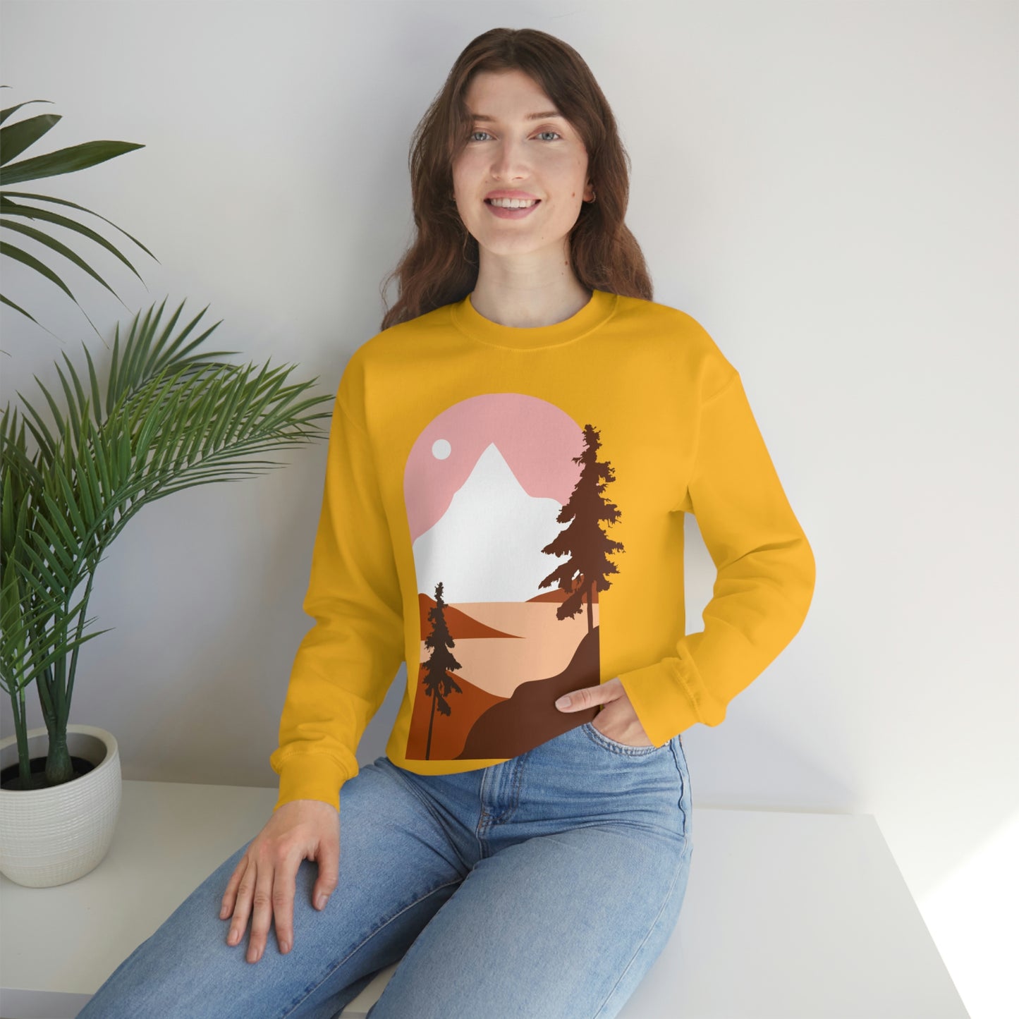 Sudadera con diseño de pino, montaña y luna. ¡Un fabuloso regalo navideño!