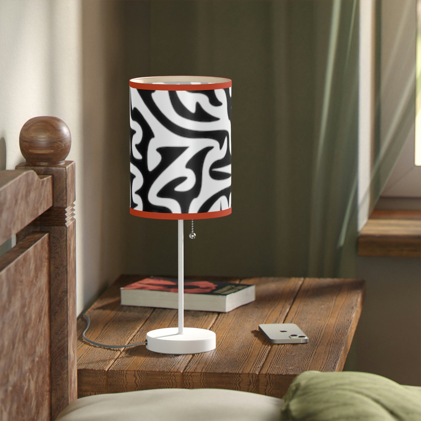 Maze Black White Lamp on a Stand, US|CA plug Bedroom Office Living Room GIFT