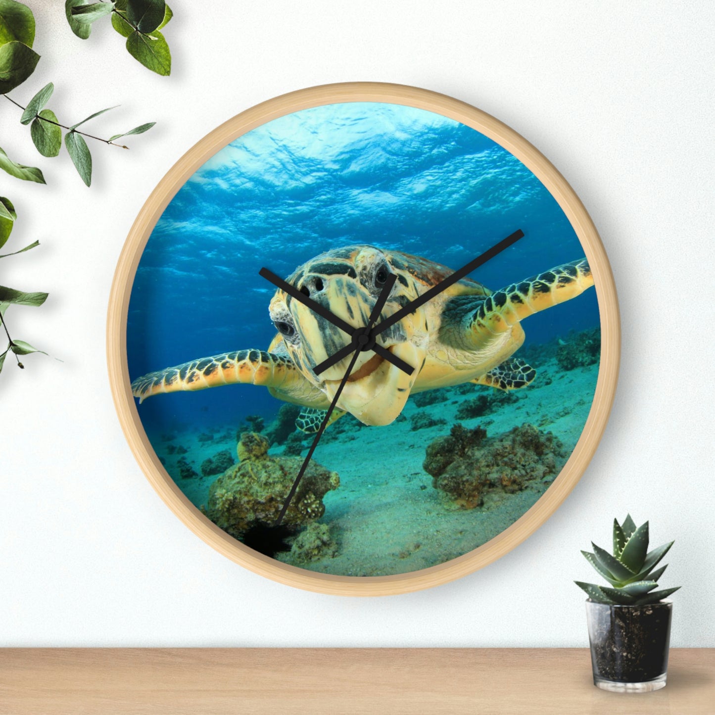 Turtle in Ocean Wall Clock The Colors are Amazing! Great Gift!