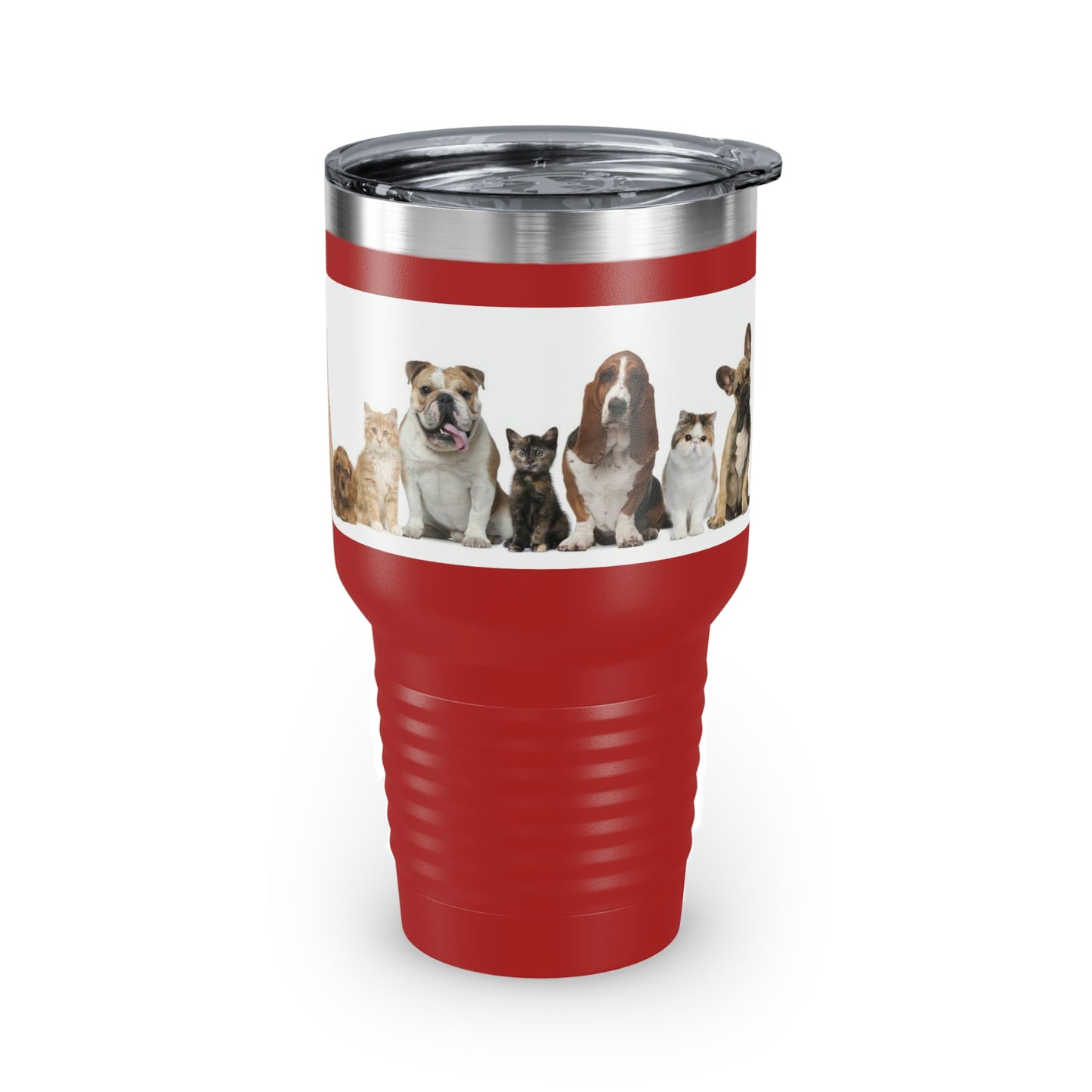 Cats Dogs Ringneck Tumbler, 30oz 5 Colors Traveling Work Relaxing Shopping Yard Work Hiking