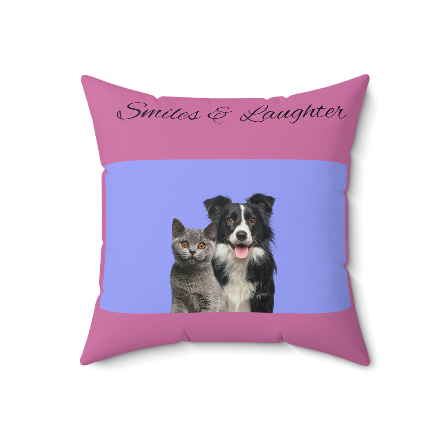 Coussin carré pour chien et chat avec sourires et rires