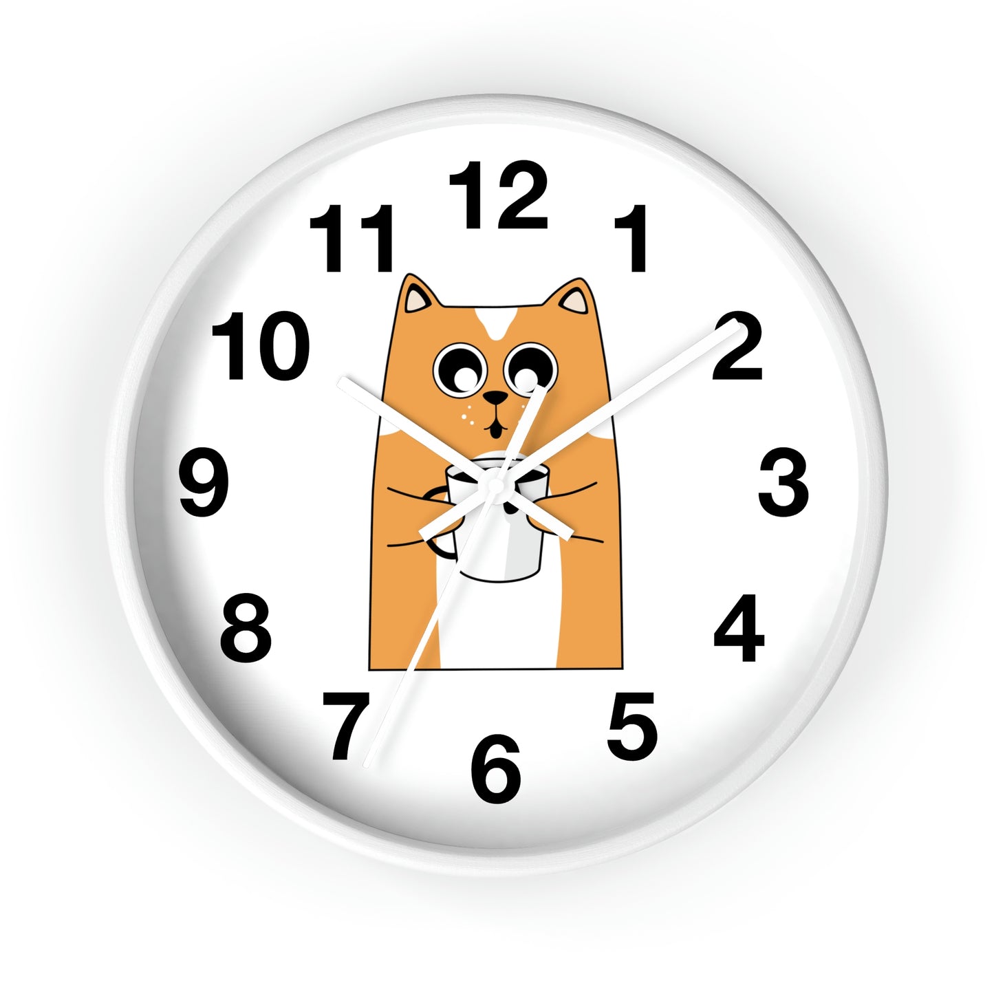 Cat With Hot Coffee Wall Clock Cat Lovers Wall Clock Fabulous Gift!