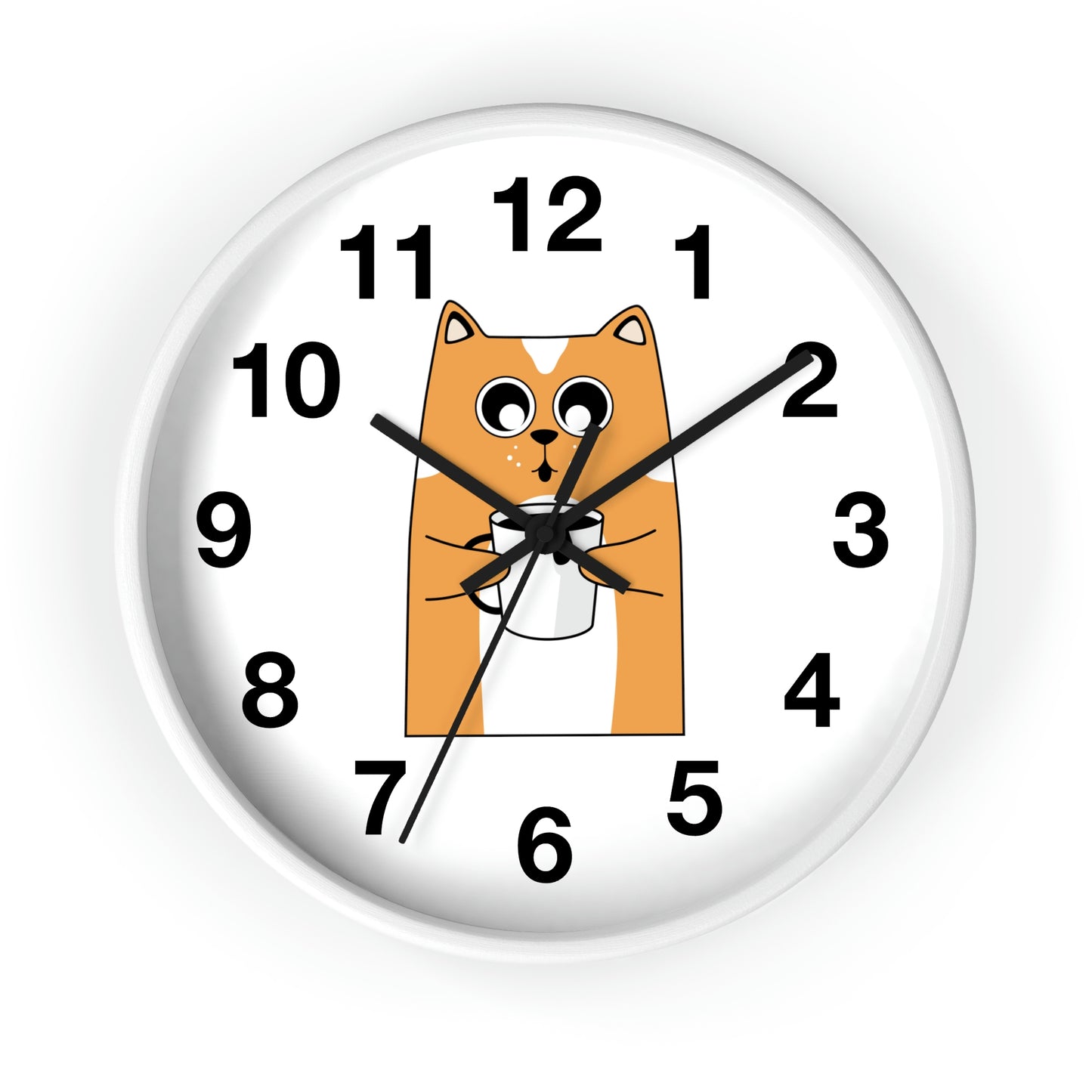 Cat With Hot Coffee Wall Clock Cat Lovers Wall Clock Fabulous Gift!