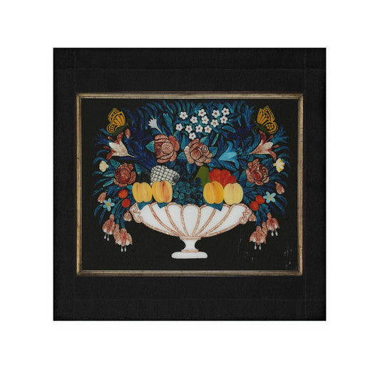 Fruit on a black background. Face Towel. Custom Artwork. Unique Whimsical Flare. Vivid Colors. Great for every bathroom in your home and business. Soft against your skin. Adding a splash of color. Towel  off after a bubble bath or shower. Keeping you squeaky clean!