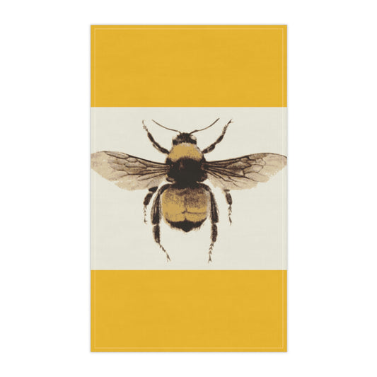 Bumble Bee on Yellow background. I Love Cooking! Custom Artwork. Unique Whimsical Flare. Vivid Colors. Great to have in your kitchen, using every day of the week. Cleaning up Spills and on floor. Drying your hands and drying the dishes.