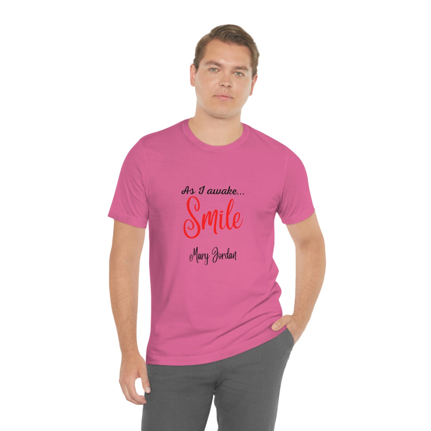 Alors que je me réveille, Smile Mary Jordan T-shirt à manches courtes unisexe en jersey Musées Zoo Epcot Beach