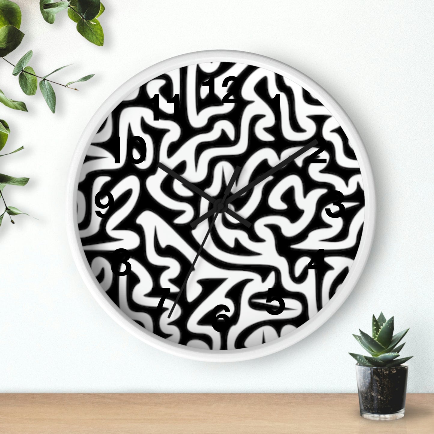 Horloge murale labyrinthe noir et blanc pour la maison, le travail, la cuisine, la salle de bain, cadeau