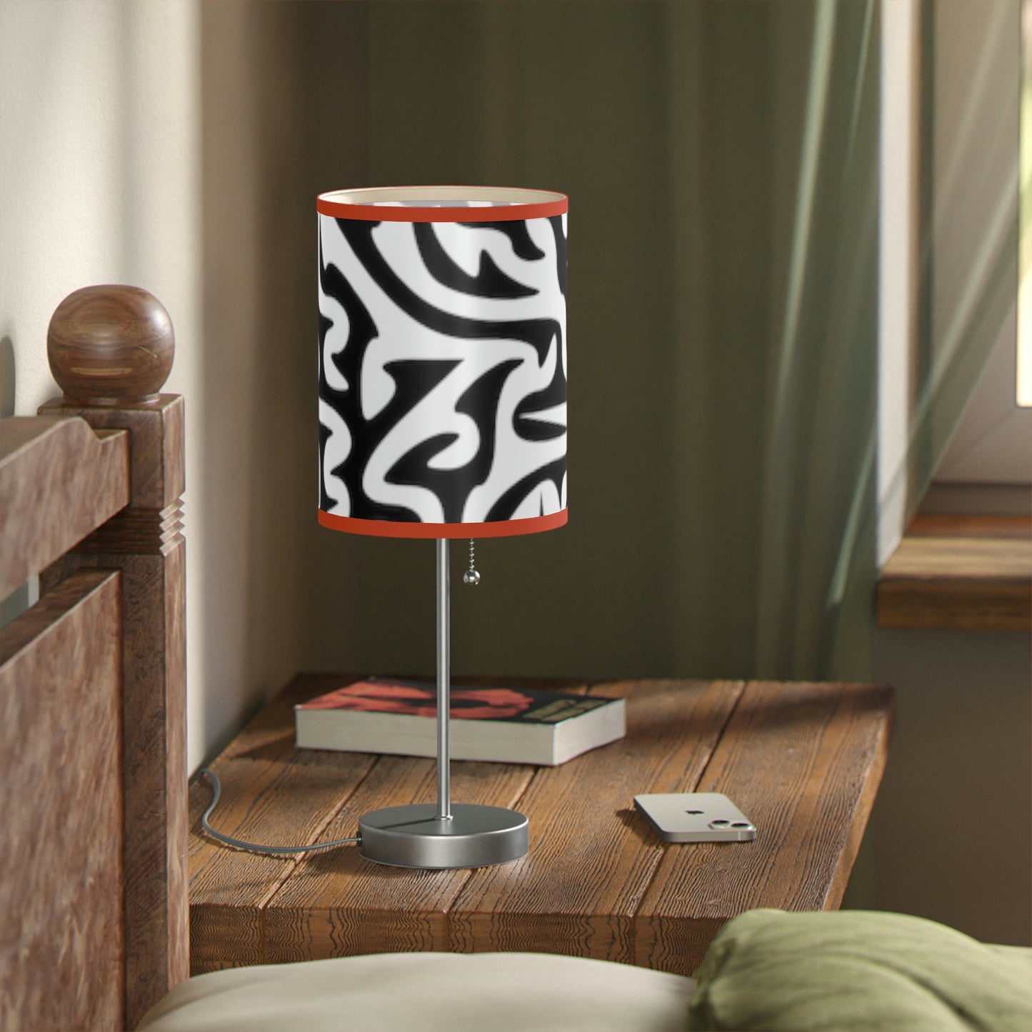 Maze Black White Lamp on a Stand, US|CA plug Bedroom Office Living Room GIFT