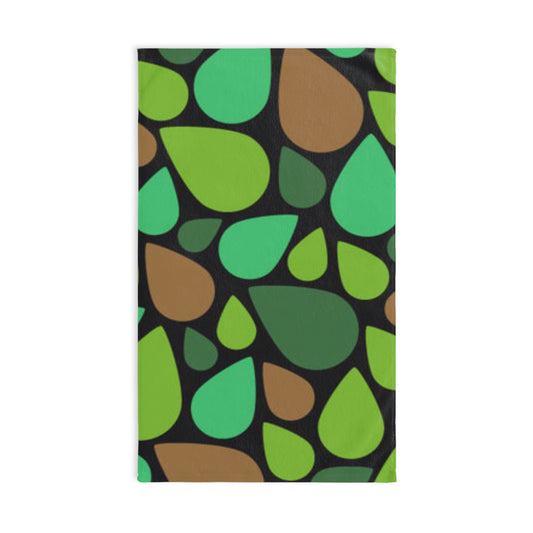 Green and Brown Teardrops Hand Towel Squeaky Clean!