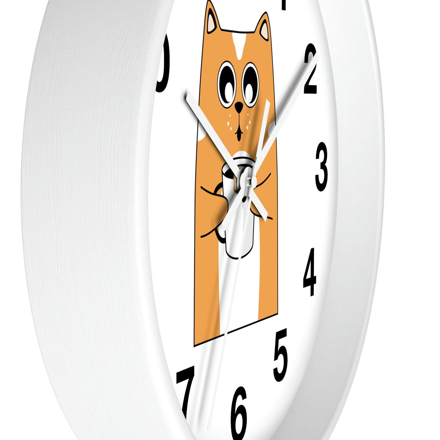 Cat With Hot Coffee Wall Clock Cat Lovers Wall Clock Fabulous Gift!