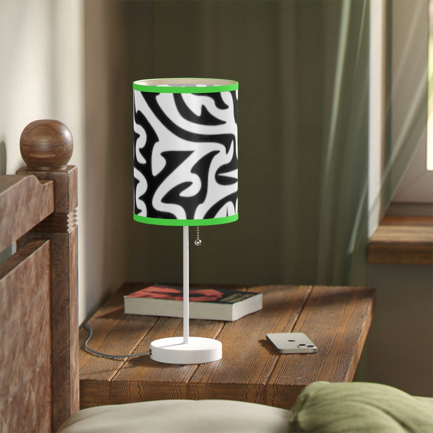 Maze Black White Lamp on a Stand, US|CA plug Bedroom Office Living Room GIFT