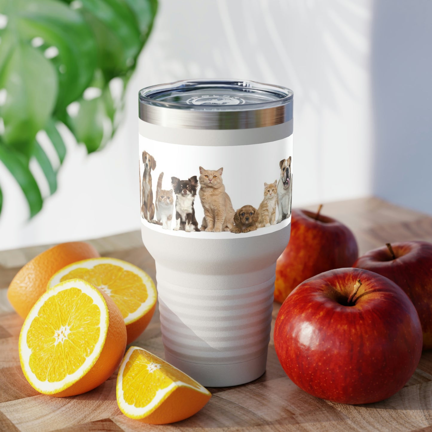 Cats Dogs Ringneck Tumbler, 30oz 5 Colors Traveling Work Relaxing Shopping Yard Work Hiking