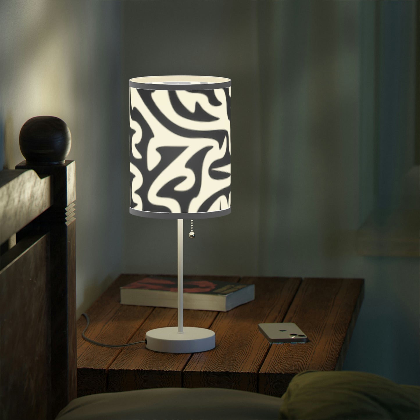 Maze Black White Lamp on a Stand, US|CA plug Bedroom Office Living Room GIFT