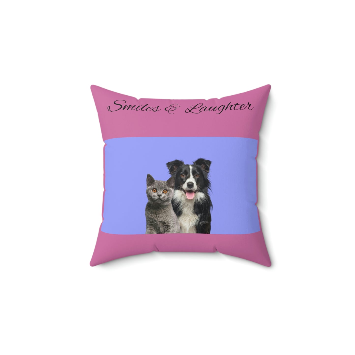 Coussin carré pour chien et chat avec sourires et rires
