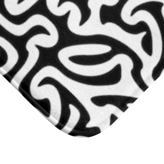 Maze Black and White Bath Mat Soft against your Feet!