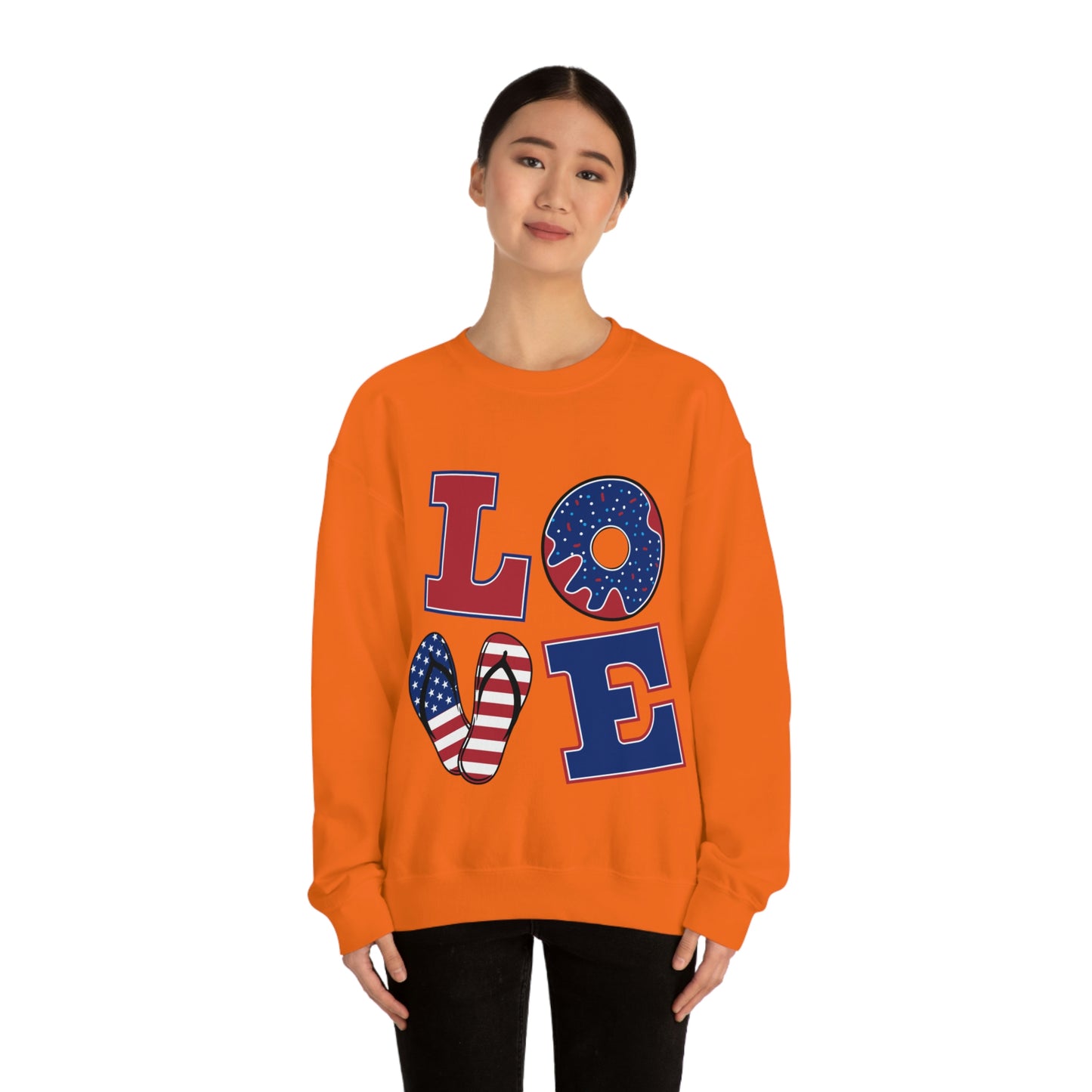 Sweat-shirt ras du cou rouge blanc bleu Love, superbe !