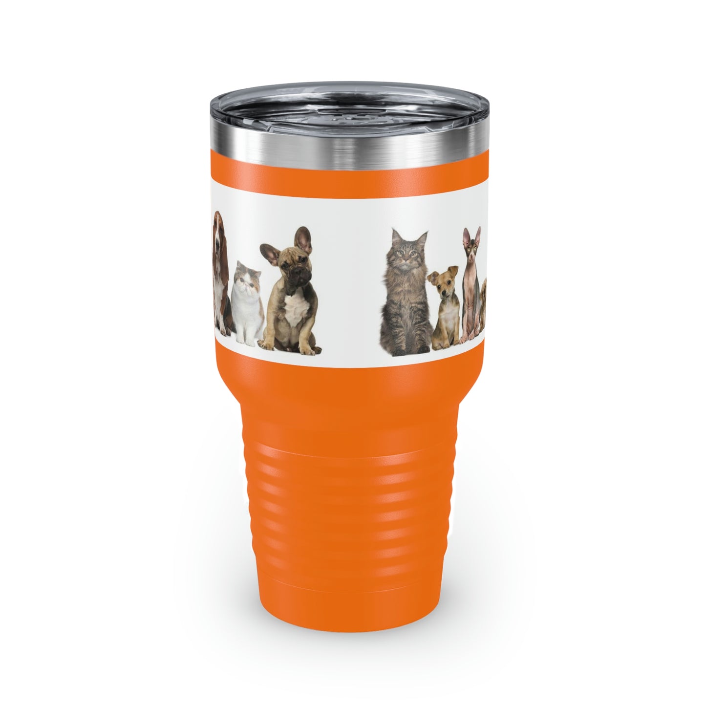 Cats Dogs Ringneck Tumbler, 30oz 5 Colors Traveling Work Relaxing Shopping Yard Work Hiking