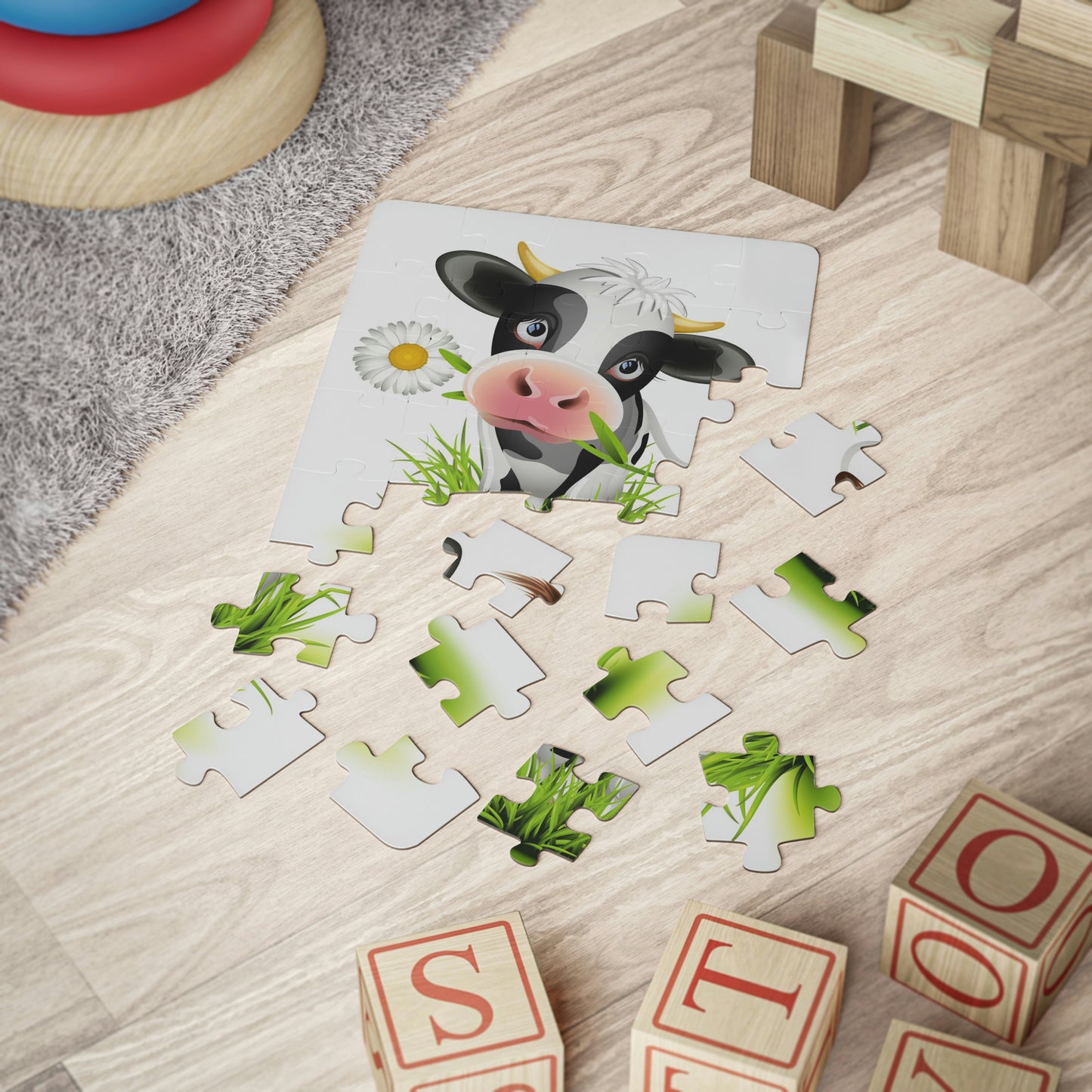 Cow with Flower Jigsaw Puzzle I Love Games!