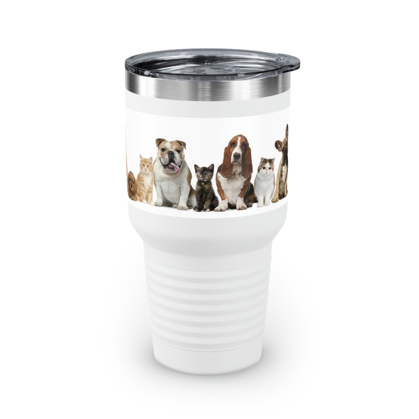 Cats Dogs Ringneck Tumbler, 30oz 5 Colors Traveling Work Relaxing Shopping Yard Work Hiking