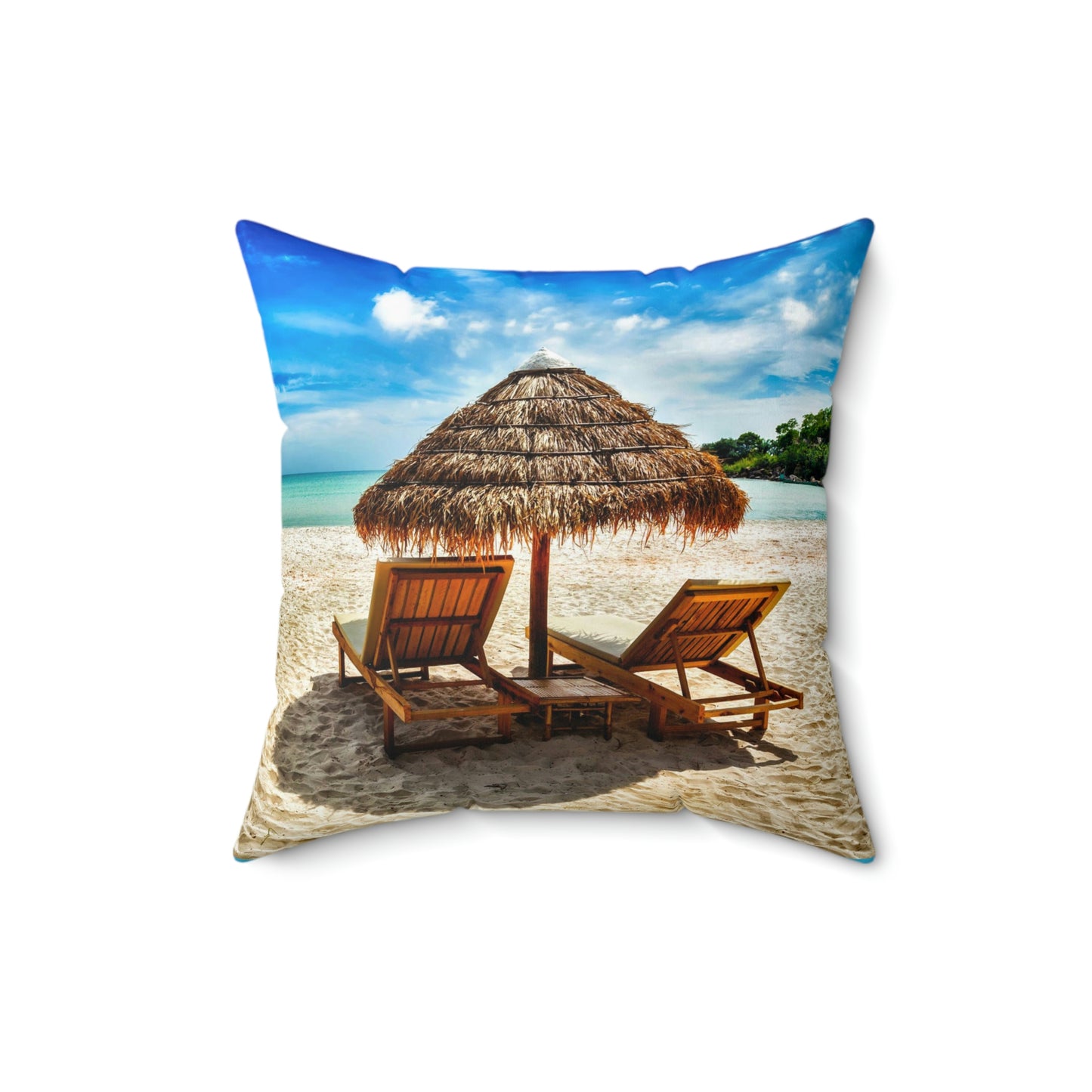 Se détendre à la plage Coussin carré Vacances Voyager Dormir Se détendre Conduire Enfants