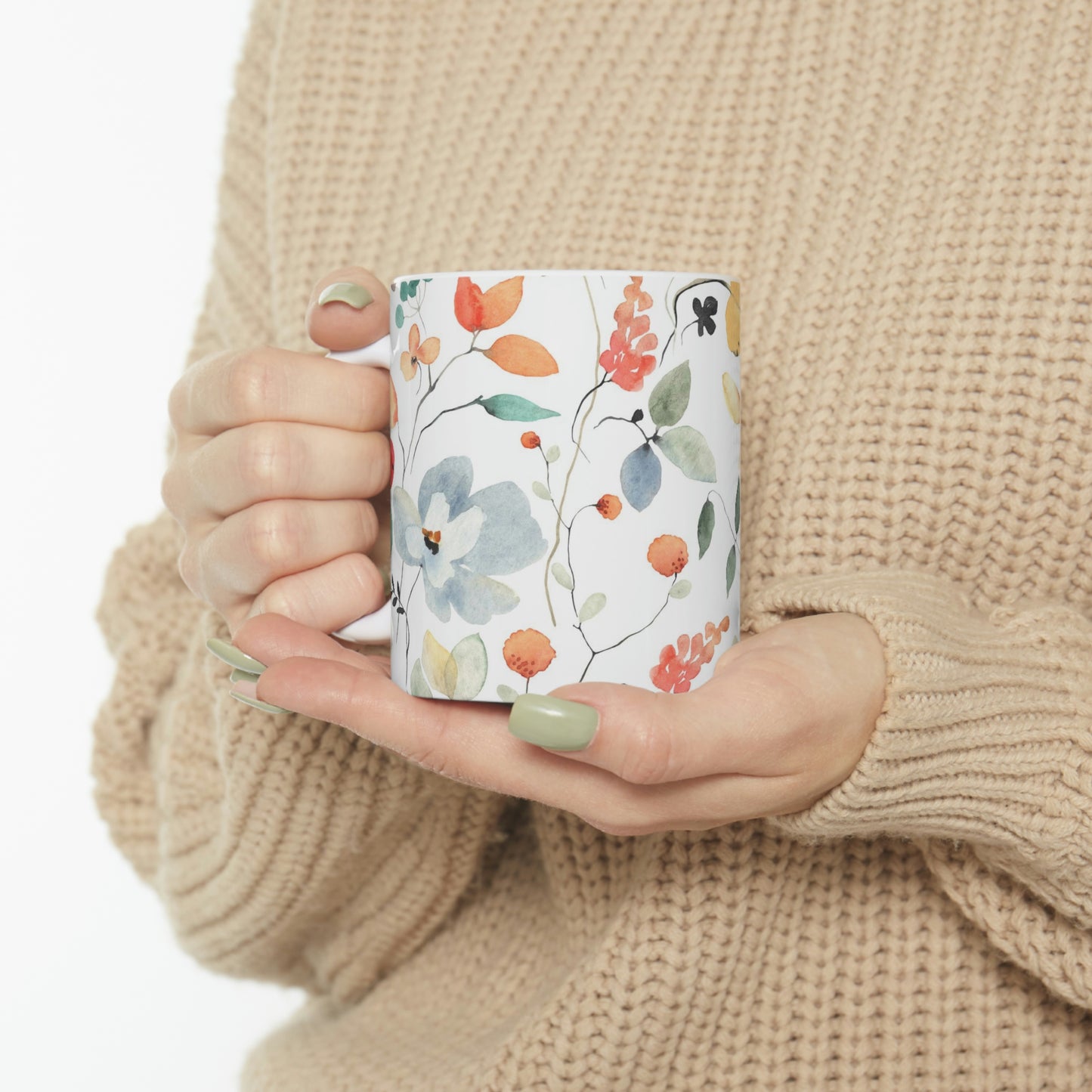 Tasse en céramique à fleurs sauvages 11 oz Idéal pour le café, le chocolat, le thé, les sodas, la soupe, la crème glacée