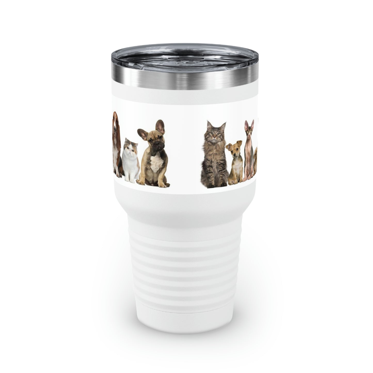 Cats Dogs Ringneck Tumbler, 30oz 5 Colors Traveling Work Relaxing Shopping Yard Work Hiking