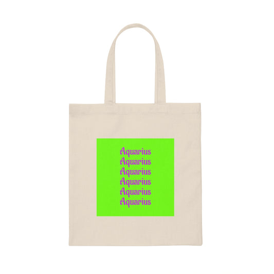 Zodiac Neon Green Canvas Tote Bag