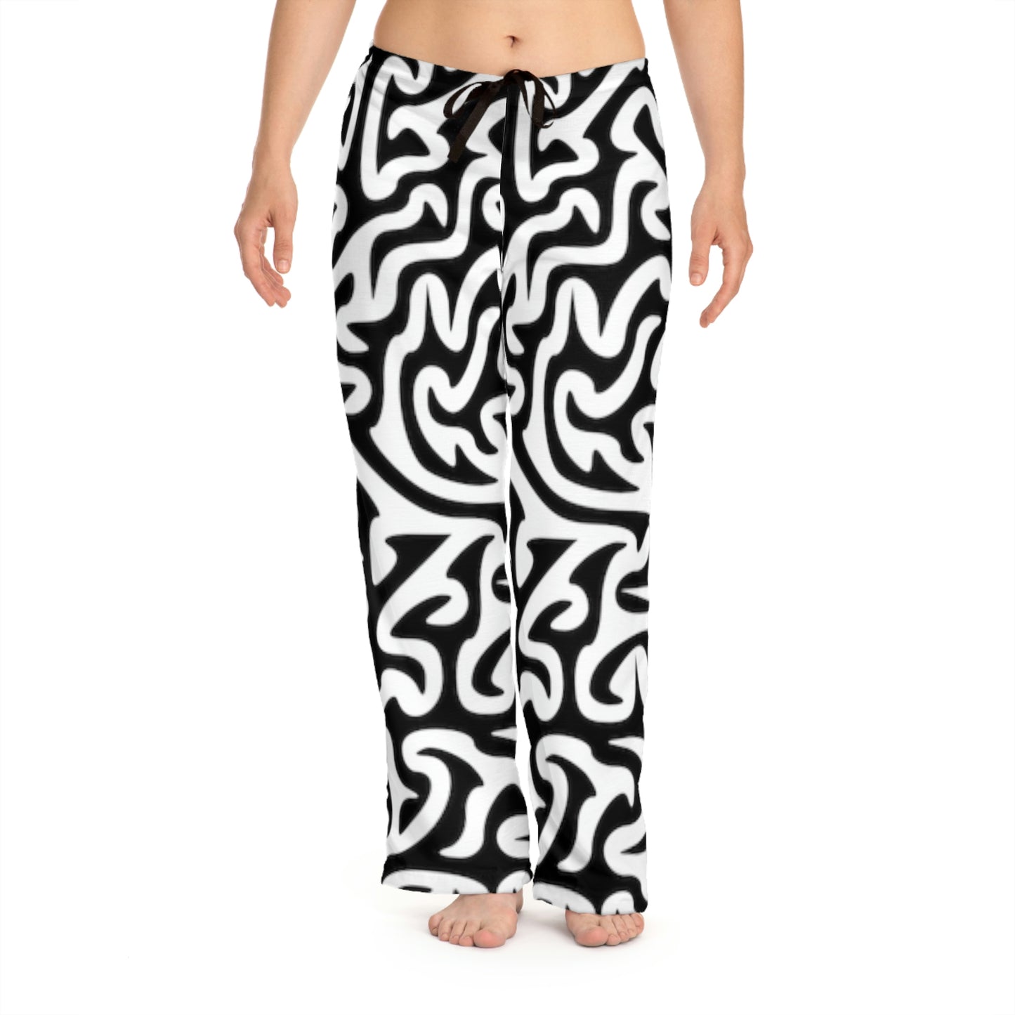 Pantalon de pyjama pour femme Maze Black White Faire des rêves endormis