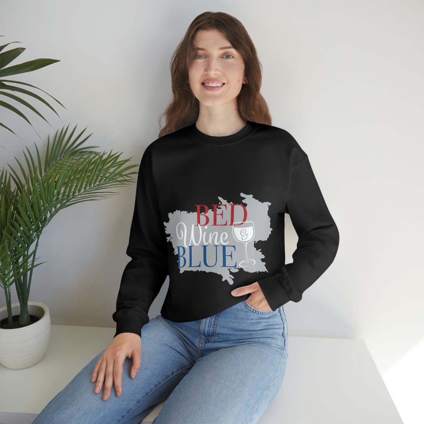 Sweat-shirt ras du cou bleu vin rouge Je vais aller à une fête !