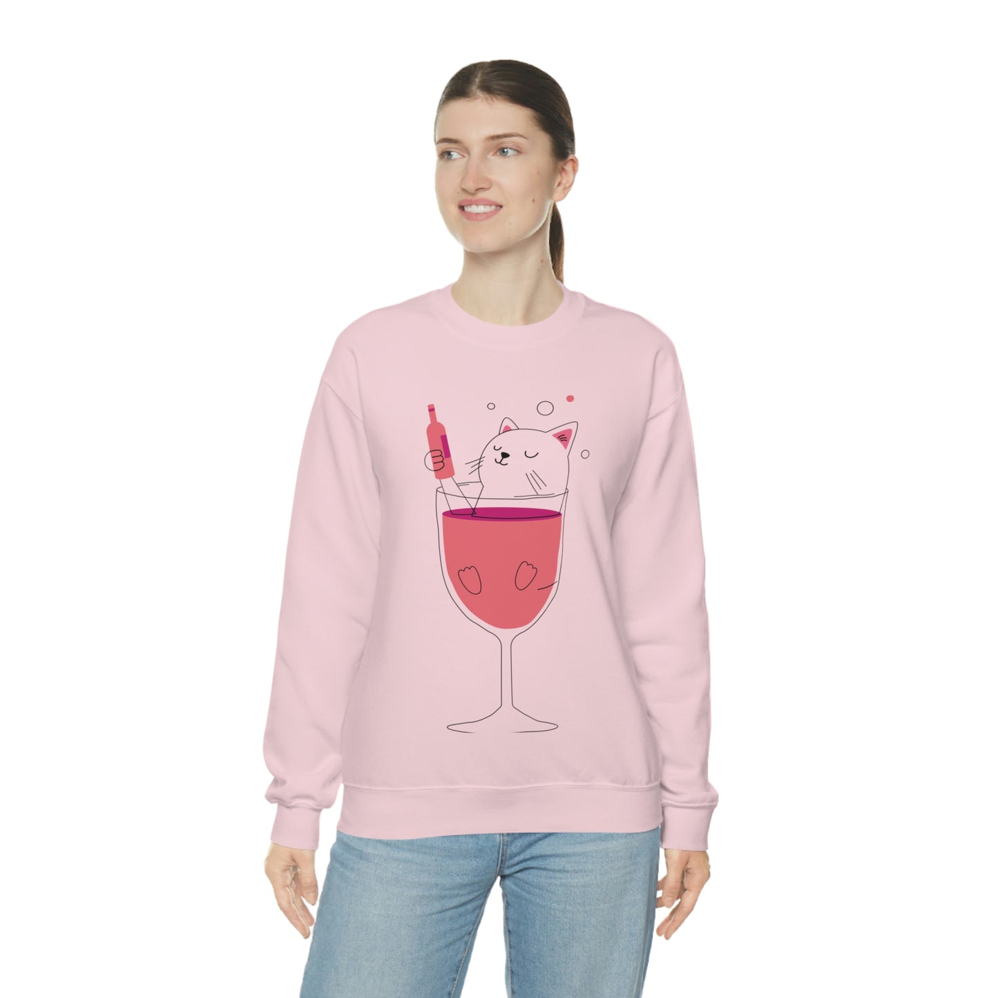 Sudadera con gato en copa de vino bebiendo ¡A mi hermana le encantaría este regalo! 