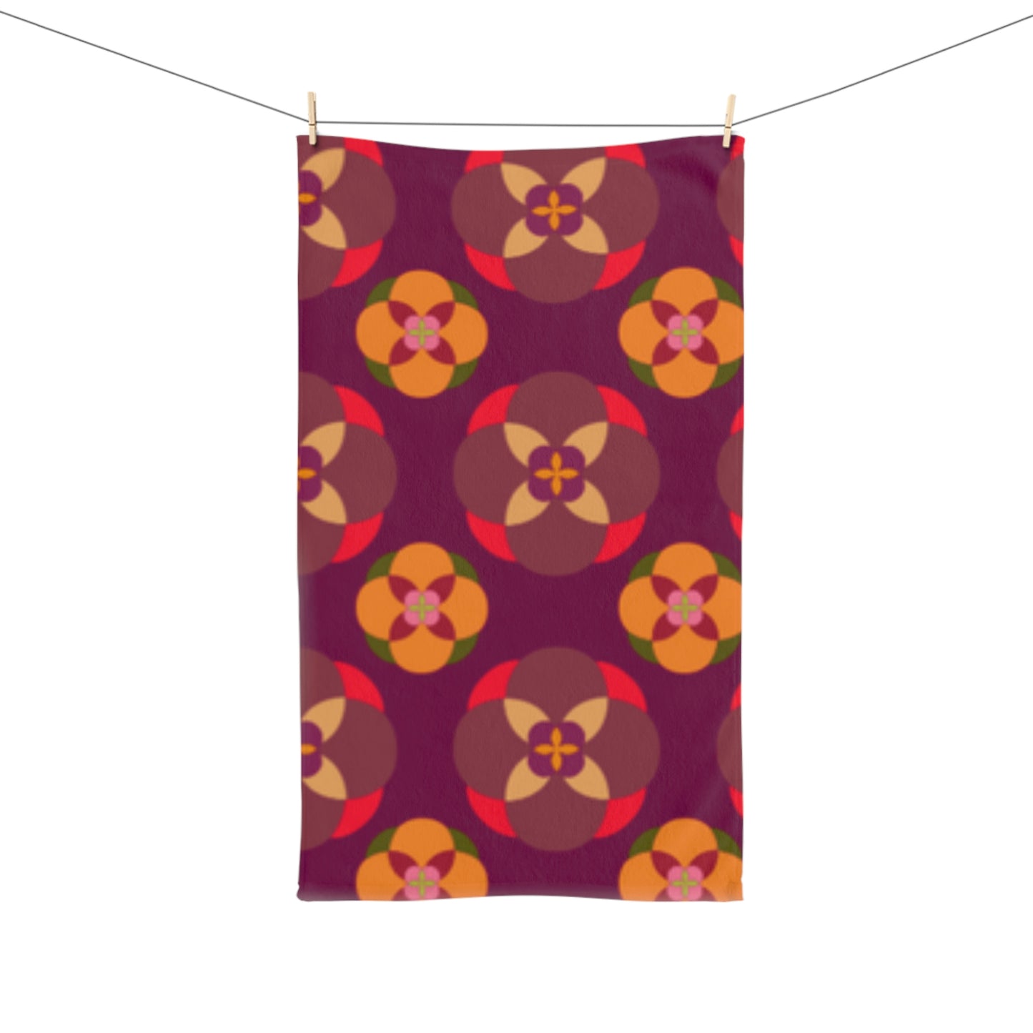 Toalla de manos morada con círculos ¡impecable!