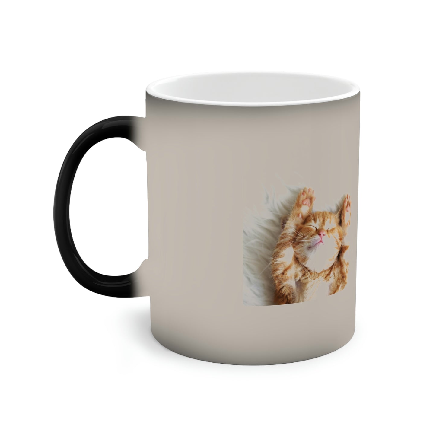 Tasse à changement de couleur pour chat endormi, 11 oz, café chaud, thé, eau, soda, crème glacée, soupe, nouilles