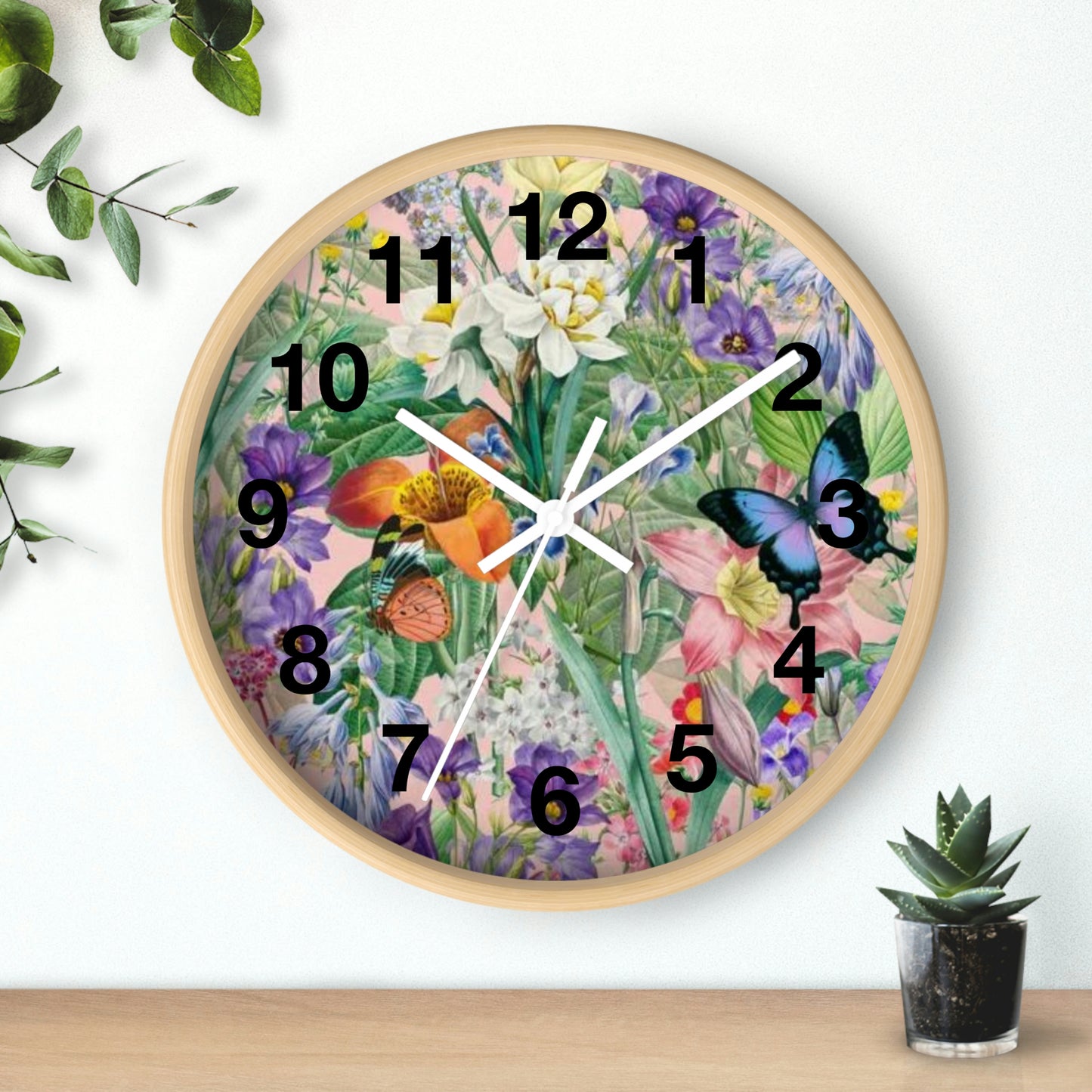 Horloge murale de jardin de fleurs de papillons Maman veut cette horloge !