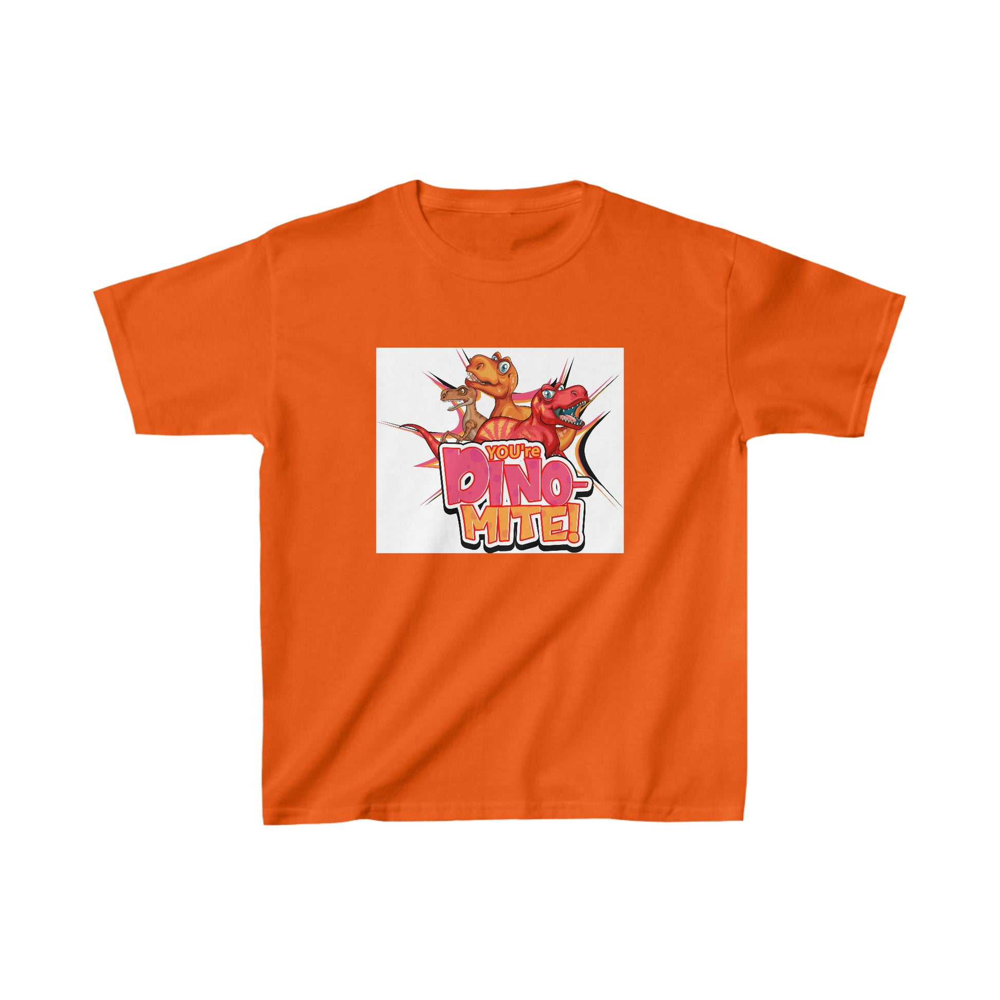 Dino Mite Dinosaurs. Youth T-shirt. Custom Artwork. Unique Whimsical Flare. Vivid Colors. Soft against your skin. Comfortable to wear every day of the week. Looking Fabulous at school, hiking, bowling and Grandma's house!