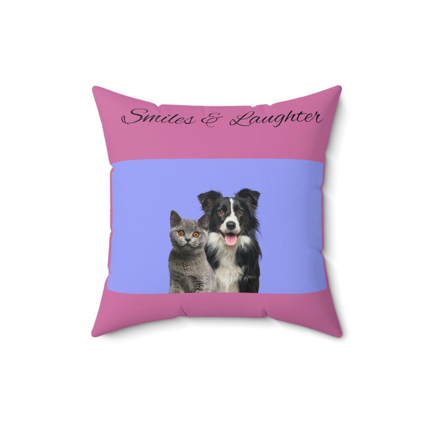 Coussin carré pour chien et chat avec sourires et rires