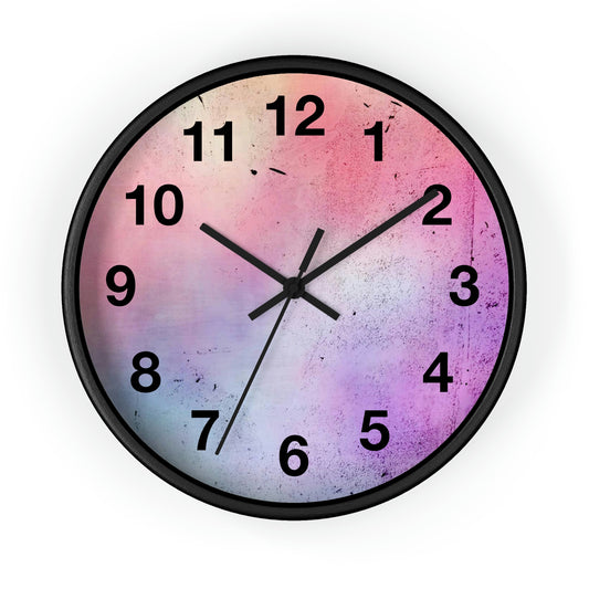 Light pink and purple. Wall Clock. Custom Artwork. Unique Whimsical Flare. Vivid Colors. Great for your home and business. Looks  Fabulous on the walls. Such a Wonderful Gift!