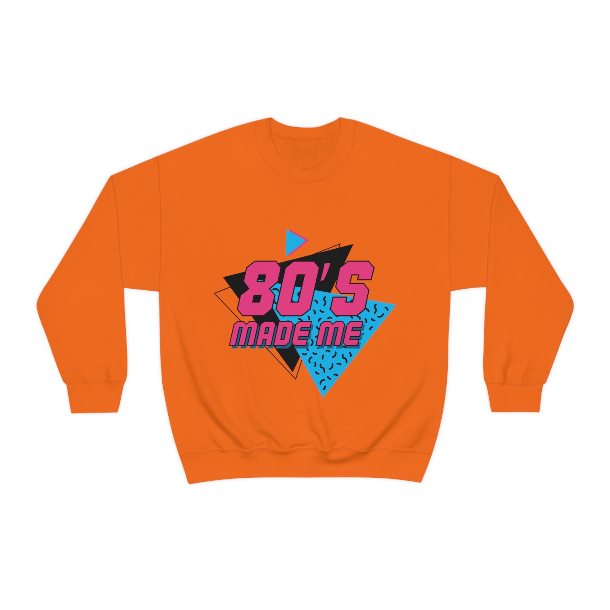 80's Made Me. Crewneck Sweatshirt. Custom Artwork. Unique Whimsical Flare. Vivid Colors. Great for Men, Women and Children. Soft against your skin. Comfortable to wear everyday of the week. Looking Fabulous! Spectacular Gift!