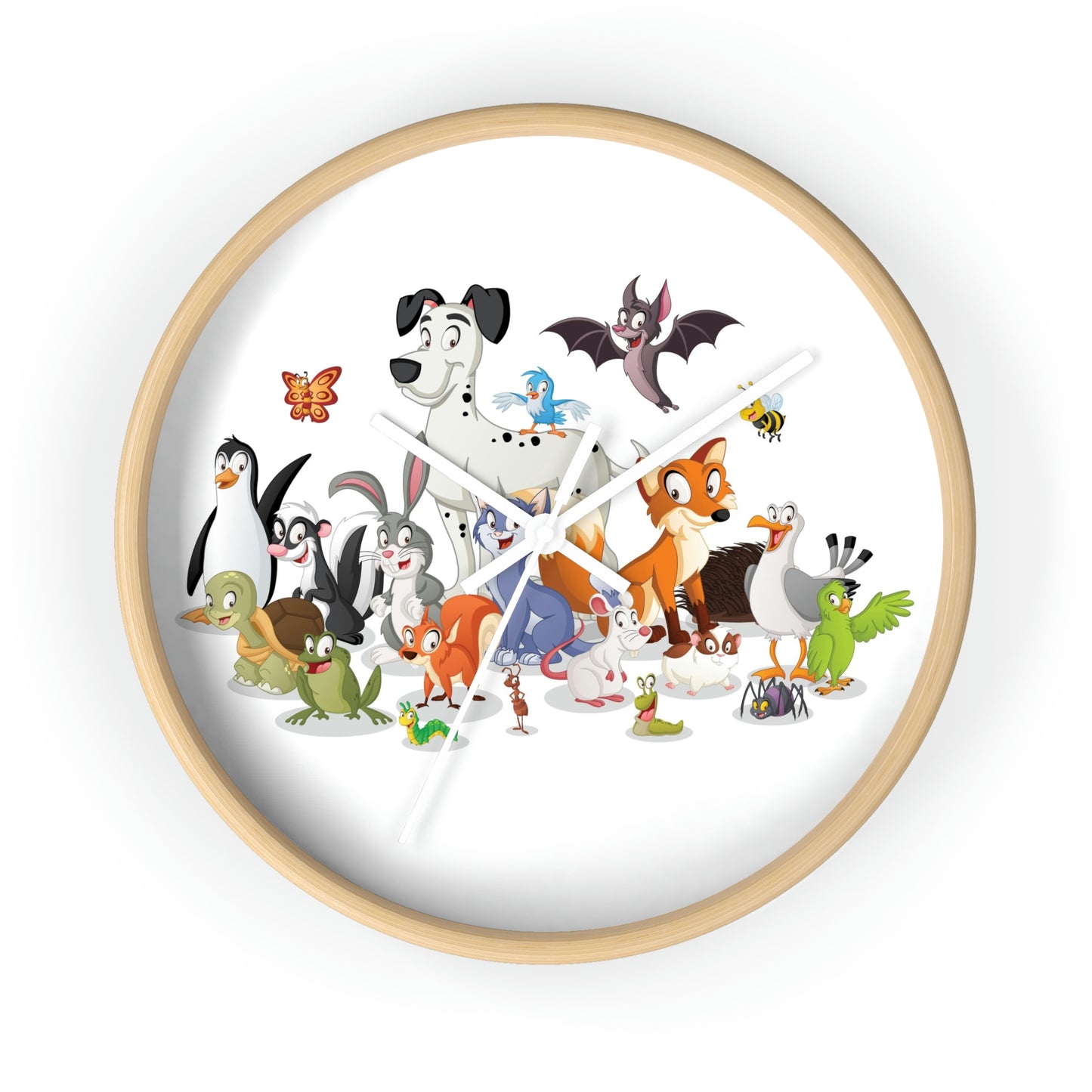Cartoon Animals Wall Clock Having a Cool Children's Room Great Gift!