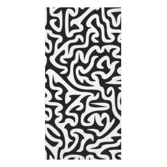 Maze Black White. Size: 30"x60". Price: $55.00. Custom Artwork. Unique Whimsical Flare. Vivid Colors. Great for your home and business. Soft against your skin. Use Towels after shower, bath, bathing pets, beach, pool, picnic and lake
