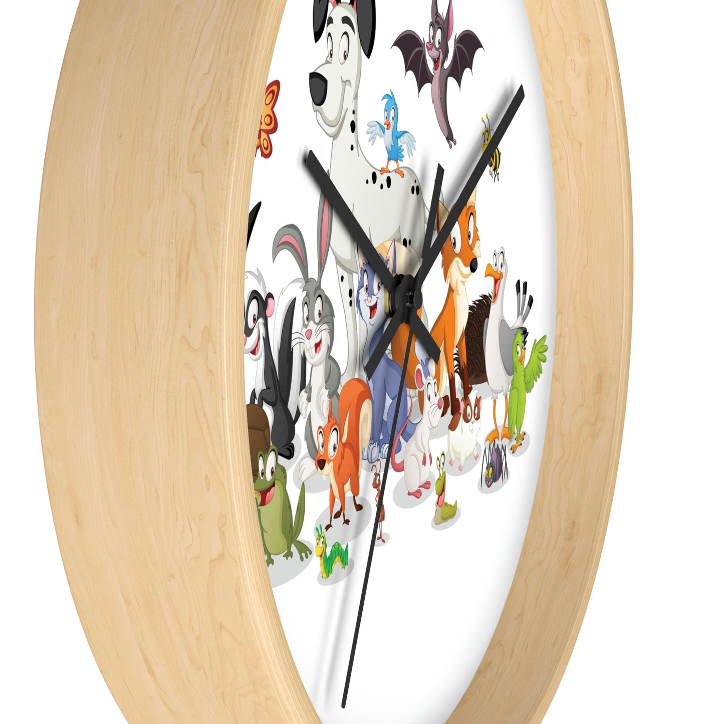 Cartoon Animals Wall Clock Having a Cool Children's Room Great Gift!