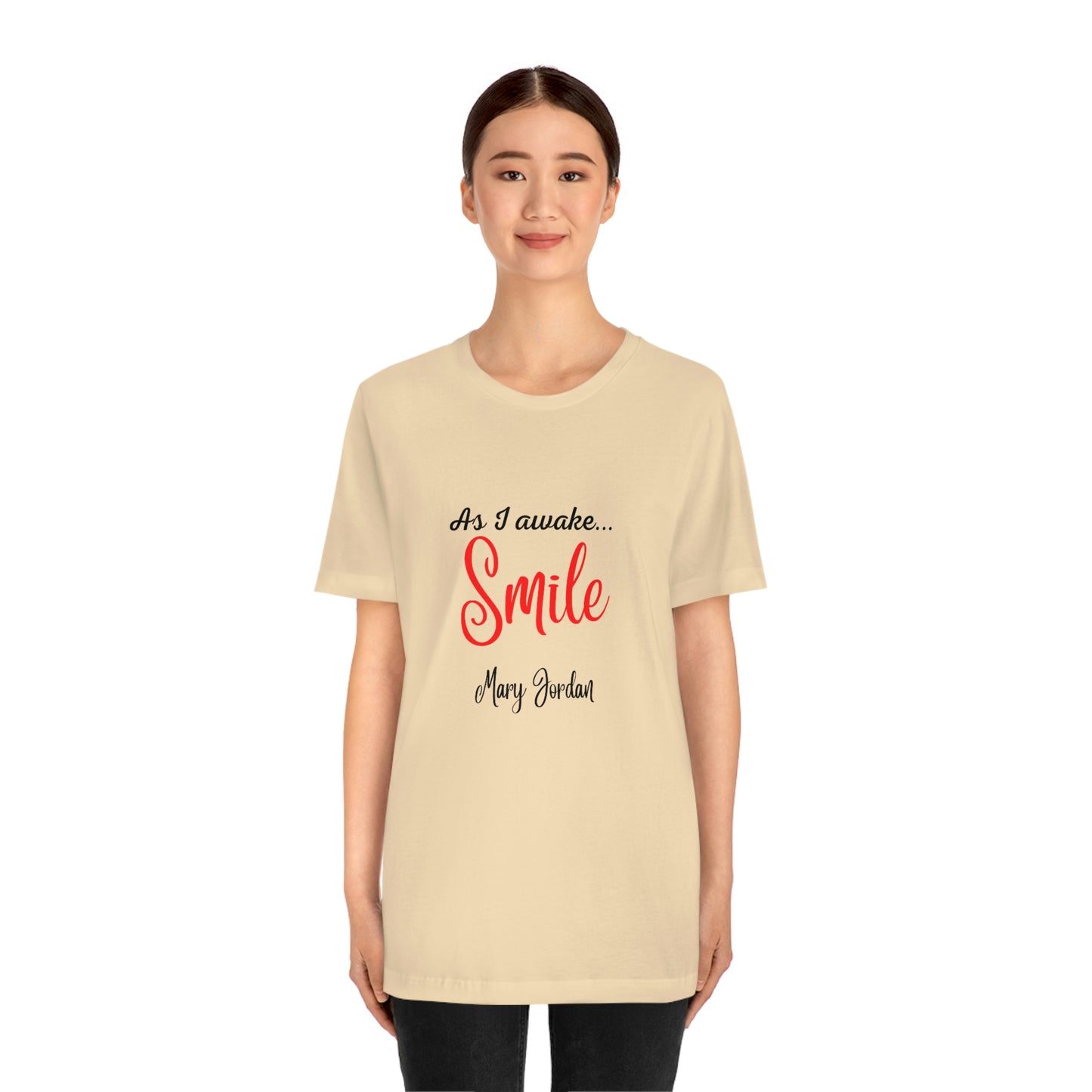 Alors que je me réveille, Smile Mary Jordan T-shirt à manches courtes unisexe en jersey Musées Zoo Epcot Beach