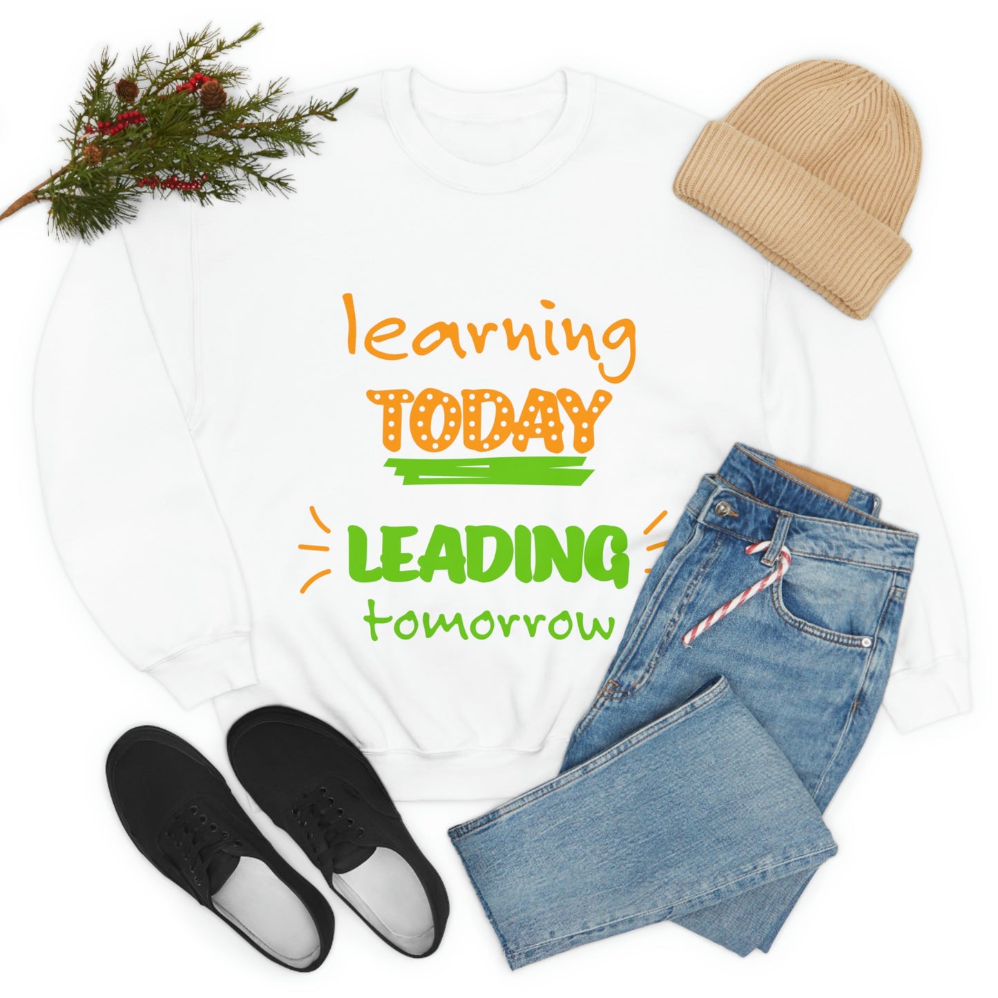 Sudadera con el lema "Aprendiendo hoy, liderando mañana", regalo para el trabajo escolar