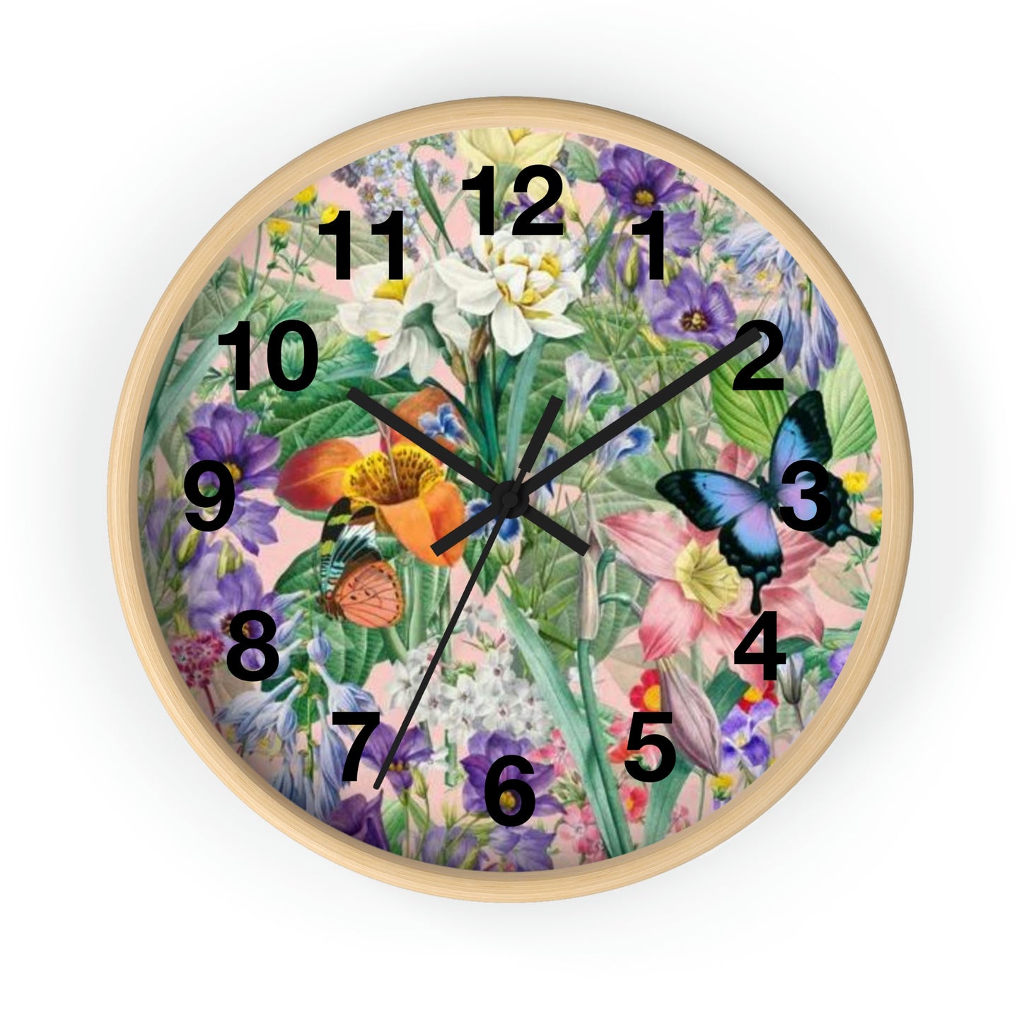 Horloge murale de jardin de fleurs de papillons Maman veut cette horloge !