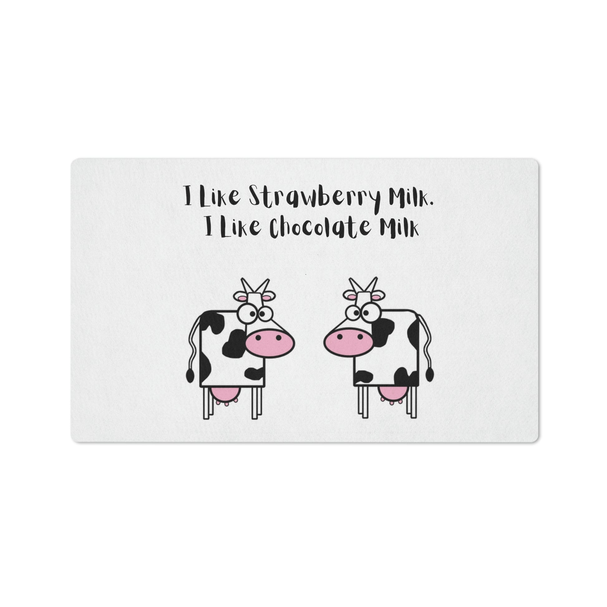 2 Funny Cows. Floor Mat. Custom Artwork. Unique Whimsical Flare. Vivid Colors. Great to have in every room of your home and business. Soft against your bare feet. Children and your Pets will love this mat!