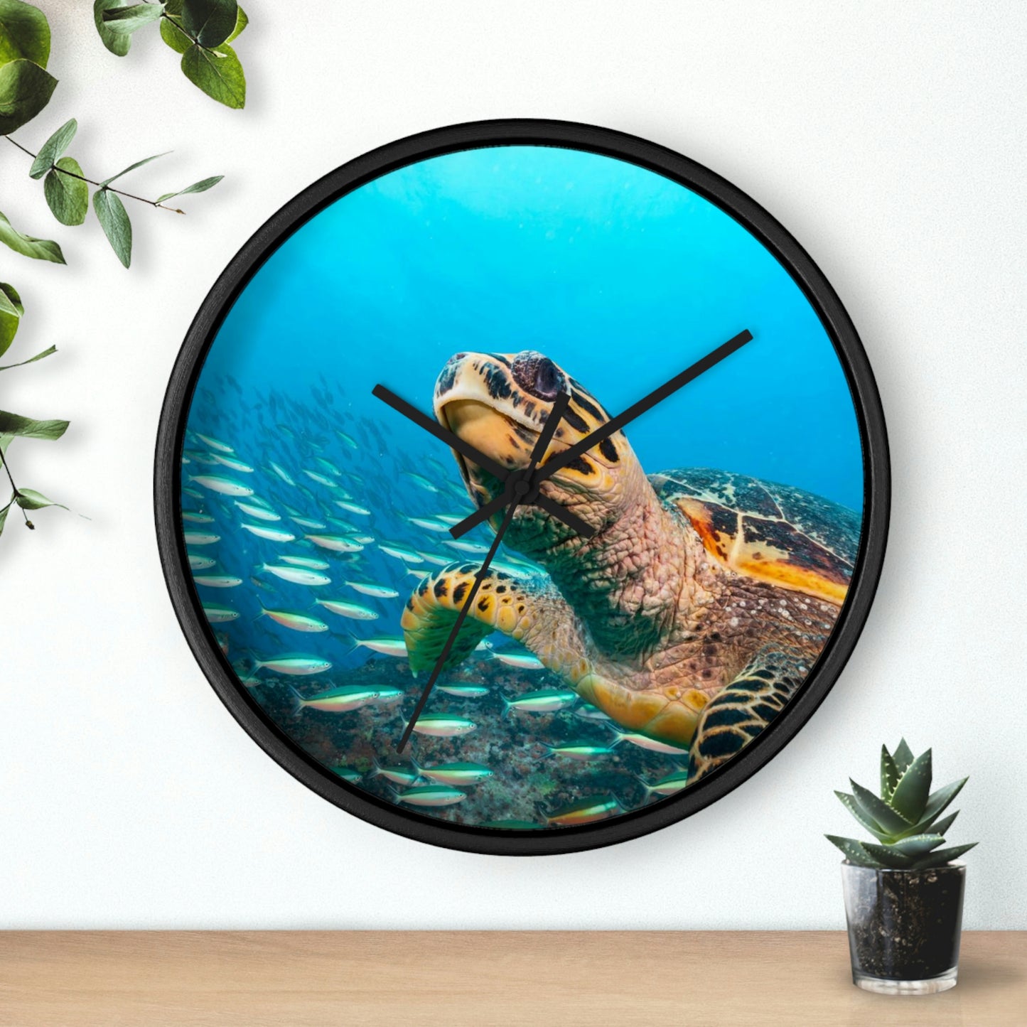 Turtle In Ocean Wall Clock Amazing Colors! Love It!
